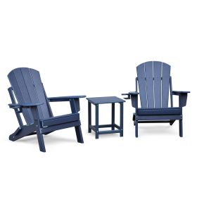 Folding Outdoor Adirondack Chair Set of 2 and Table Set,HDPE All-weather Folding Fire Pit Chair