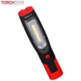 TORCHSTAR Rechargeable LED Work Light, UL-listed Power Supply, USB Charging Port, Dual Magnetic Bases & 360° Rotate Hanging Hooks, Handheld Flashlight