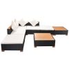 7 Piece Patio Lounge Set with Cushions Poly Rattan Black