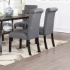 Charcoal Fabric Set of 2 Dining Chairs Contemporary Plush Cushion Side Chairs Tufted Back Chair Kitchen Dining Room