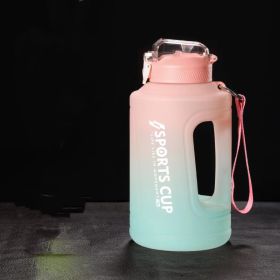 Sports Water Jug With Time Markers; Gradient Color Fitness Accessories (Color: Pink/green)