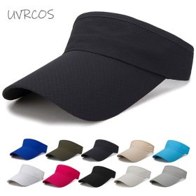 Summer Breathable Air Sun Hats Men Women Adjustable Visor UV Protection Top Empty Solid Sports Tennis Golf Running Sunscreen Cap (Color: Dark Blue)