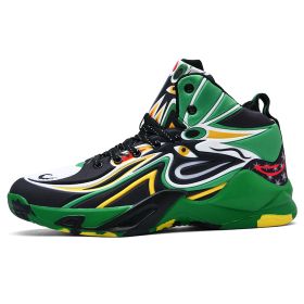 New basketball shoes fashion Beijing Cui mask men's non-slip breathable outdoor breathable sports shoes basketball women (Color: Green)