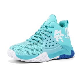 Boys Basketball Shoes Soft Sole Non-slip Breathable Kids Sneakers Children Sport Shoes Outdoor Child Trainers Shoes Basket Boy (Color: Moonlight)