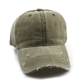 Water washed worn-out baseball cap Autumn and winter vintage personality worn-out edge soft top cap (colour: khaki)