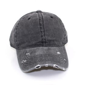 Water washed worn-out baseball cap Autumn and winter vintage personality worn-out edge soft top cap (colour: black)