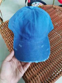 Water washed worn-out baseball cap Autumn and winter vintage personality worn-out edge soft top cap (colour: Lake blue)