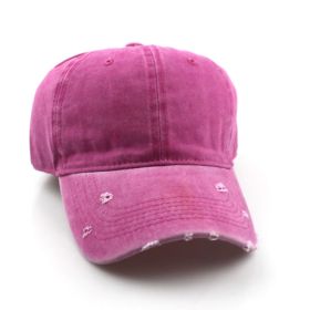 Water washed worn-out baseball cap Autumn and winter vintage personality worn-out edge soft top cap (colour: Rose red)