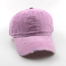 Water washed worn-out baseball cap Autumn and winter vintage personality worn-out edge soft top cap (colour: Pink)