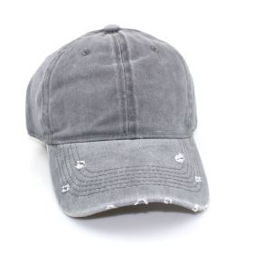 Water washed worn-out baseball cap Autumn and winter vintage personality worn-out edge soft top cap (colour: grey)