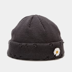 Winter Harajuku y2k Beanies Knitted Hat Women Fashion Warm Thick Gorro Men Hip Hop Pin Hole Skullcap Short Hat Unisex Basic Cap (Color: daisy Dark Gray)