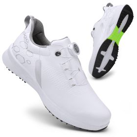 New Professional Golf Shoes Men Luxury Golf Sneakers for Men Outdoor Comfortable Walking Shoes for Golfers Walking Sneakers (Color: Bai)