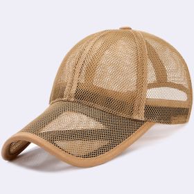 Baseball Cap Mesh Breathable Outdoor Sunshade Sunscreen Full Mesh Peaked Cap (mesh: khaki)