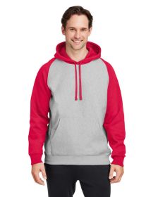 Unisex Zone HydroSport™ Heavyweight Colorblock Hooded Sweatshirt - ATH HT/ SP DK NV - XS (Color: ATH HTHR/ SP RED)