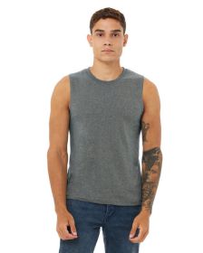 Unisex Jersey Muscle Tank - BLACK - S (Color: DEEP HEATHER)