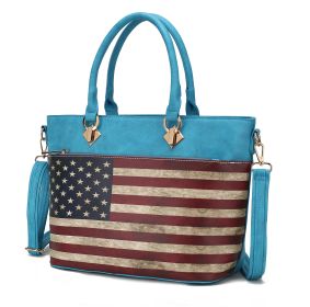 MKF Collection Lilian Vegan Leather Women FLAG Tote Bag by Mia K (Color: TURQUOISE)