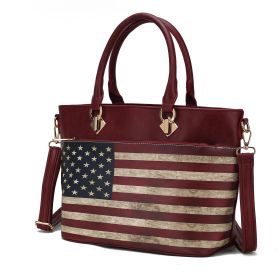 MKF Collection Lilian Vegan Leather Women FLAG Tote Bag by Mia K (Color: Burgundy)