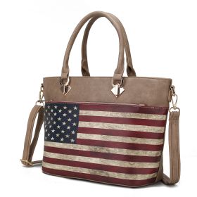 MKF Collection Lilian Vegan Leather Women FLAG Tote Bag by Mia K (Color: Taupe)