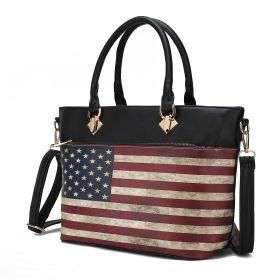 MKF Collection Lilian Vegan Leather Women FLAG Tote Bag by Mia K (Color: BLACK)