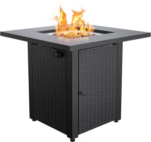 Propane Fire Pit Table, 50,000 BTU Square Fire Table, Fire Pit Propane for Outside Patio (Material: Metal, Color: BLACK)