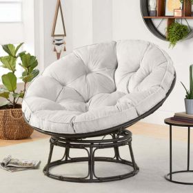 46'' Large Size Papasan Chair with Cushion and Frame Overstuffed Thickened Papasan Lounge Chair with Cushion and Frame, Lazy Chair, Circle Chair (Color: Gray)