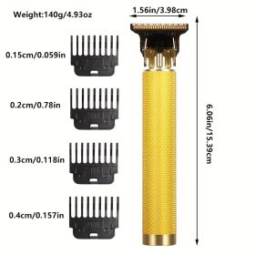 Electric Hair Cutting Machine Rechargeable New Hair Clipper Man Shaver Trimmer for Men Barber Professional Beard Trimmer (Color: Gold)