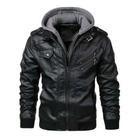 Faux Leather Biker Jacket | Leather Motorcycle Jacket | Leather Coats (size: XXL)