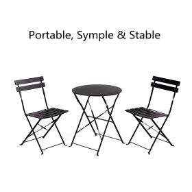 Round 2 Person - 23.6" Long Bistro Set (7 Colors Available) (Color: BLACK)