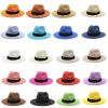 Women Men Wide Brim Straw Panama Roll up Hat Fedora Beach Sun Hat UPF50+