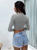 Solid Basic Long Sleeve Womens Tshirt Casual Black White Fashion Crop Top T Shirt Ladies Fashion Korean Tee Shirt